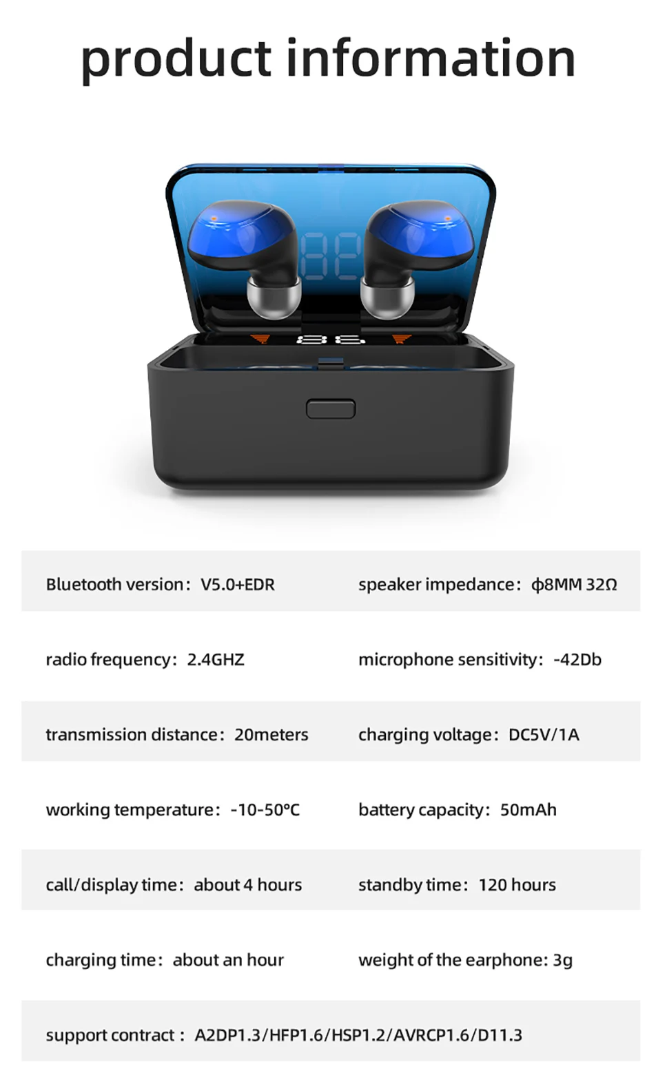 ES01 TWS Bluetooth наушники V5.0 Touch беспроводные наушники 9D стерео спортивные водонепроницаемые гарнитура громкой связи Мощный светодиодный дисплей