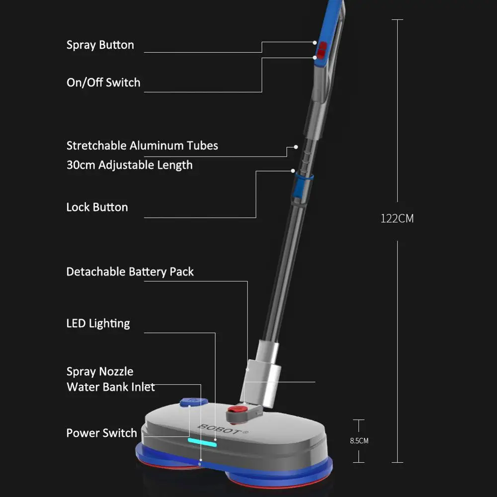 BOBOT SN 90 Bobot электрическая уборочная Швабра Беспроводная электрическая швабра электрическая распылительная водная Швабра функции подметания и воска