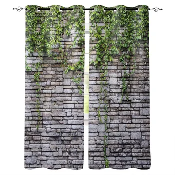 

Brick Wall Vintage Style Ivy Plant Window Curtains Living Room Curtain Home Decor
