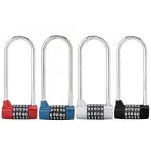 Zinc Alloy Bike U-Shape Anti-Theft Lock Combination Digit Password Code Door Lock Extra Long Cabinet Door Padlock for Gym School