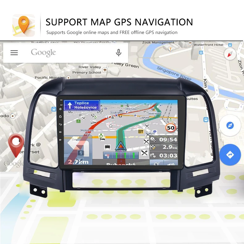 Clearance Android 8.1 car radio multimedia player navigation For Hyundai Santa Fe 2006-2012 with stereo car dvd GPS player free map 1