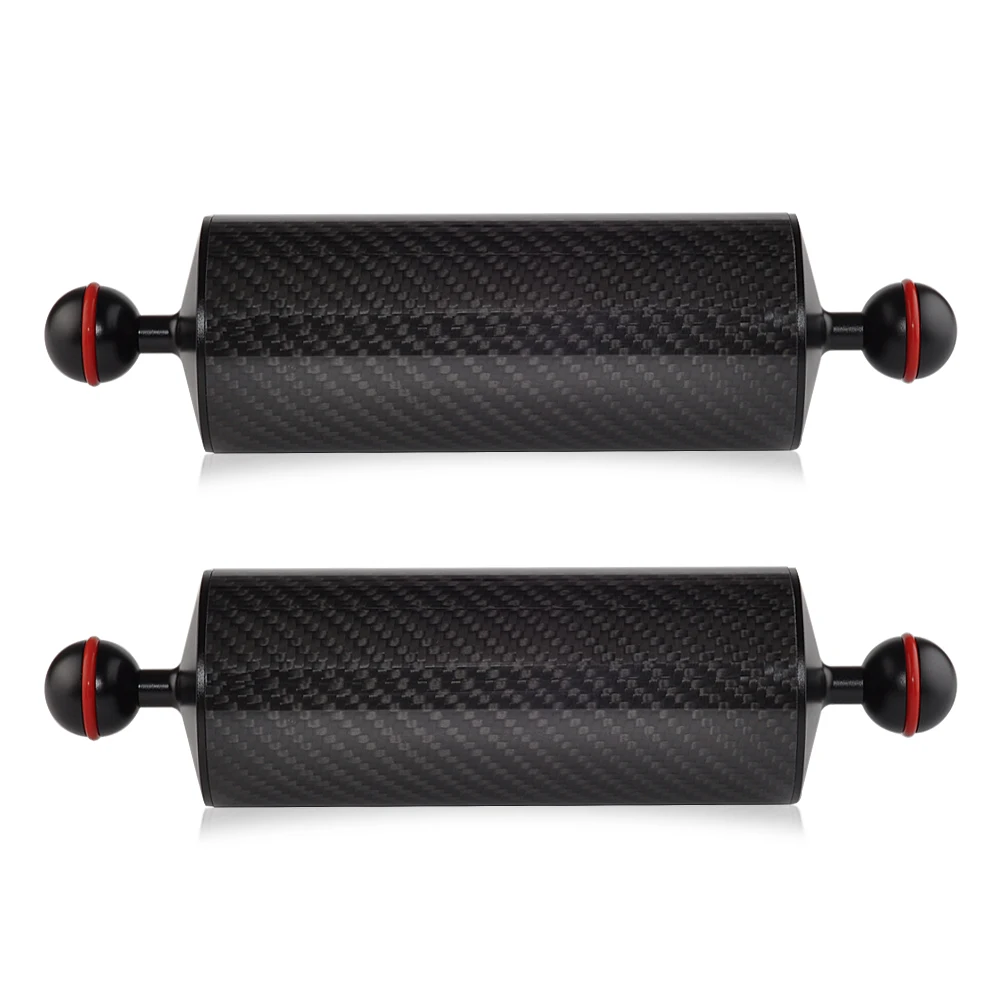 

8'' Underwater Float Arm 2PCS Carbon Fiber Floating Dual Ball Arm Diving Buoyancy System for Diving Camera Tray Video Light/Strobe D60mm