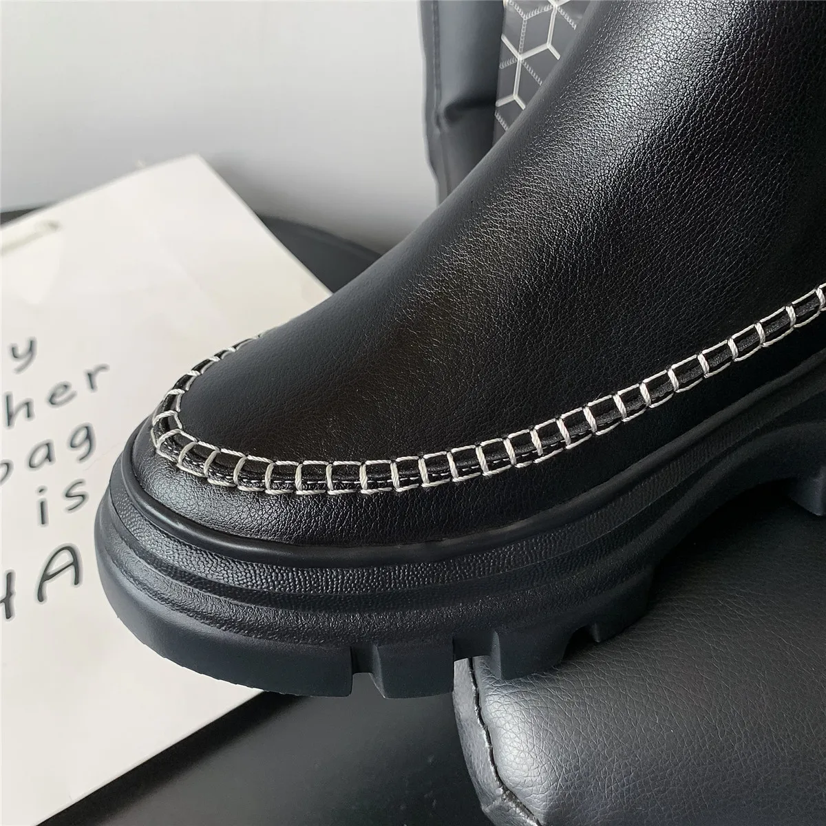 Women's genuine leather platform flats ankle boots warm plush winter cold weather waterproof Non-slip snow boots shoes for women