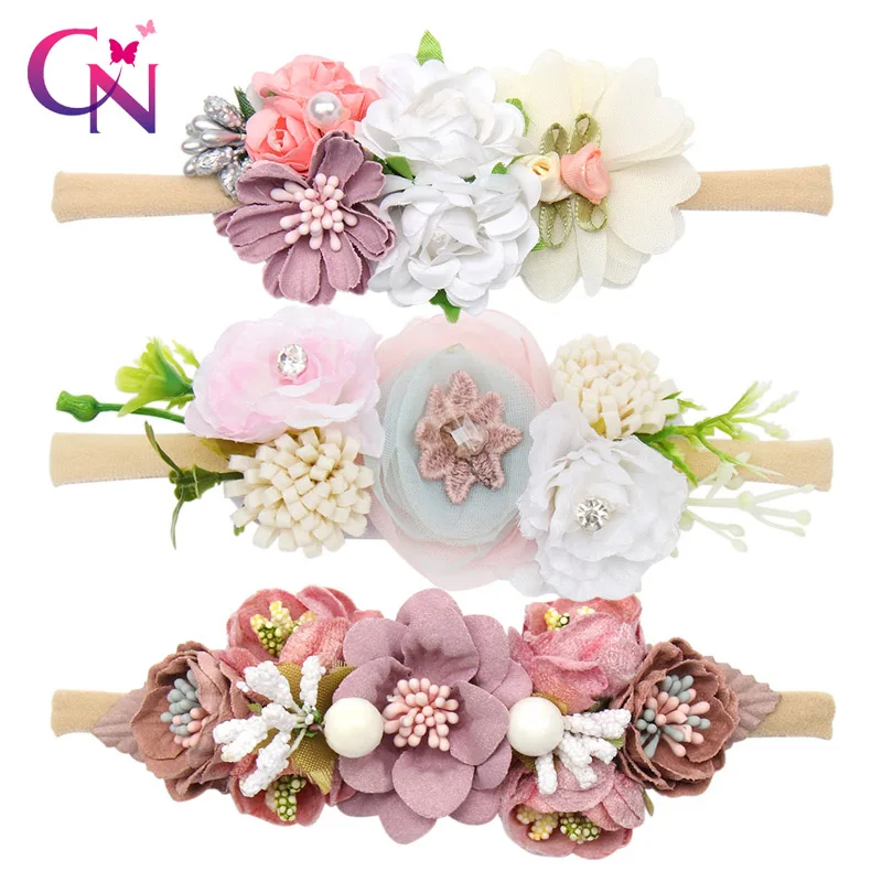 

CN Hair Accessories Baby Flower Crown Headband Flower Girl Nylon Head Band Wedding Summer Wreath for Kids