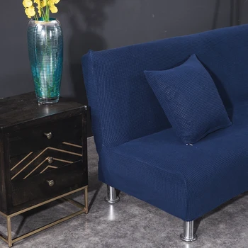 

Dark Blue Waffle Stretch Sofa Cover Thick Plaid Sofa Cover All-inclusive Cover Solid Color Combination Sofa Towel Cover Sofa Bed