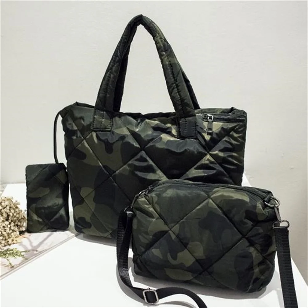 Camouflage Новинка, ретро сумки через плечо, тренд, три предмета, Космический хлопок, Большая вместительная сумка, повседневная камуфляжная сумка-мессенджер - Цвет: Camouflage