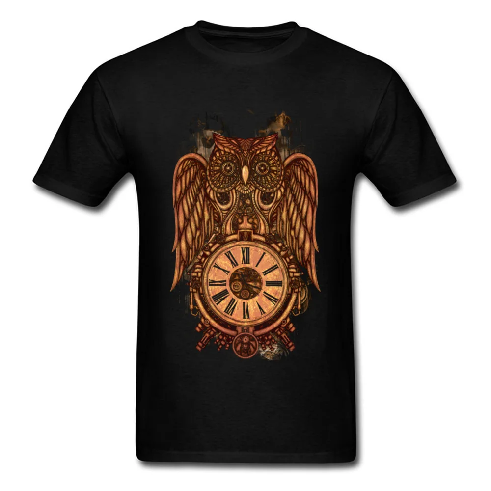 Мужские Винтажные футболки из чистого хлопка в стиле стимпанк с совой забавная