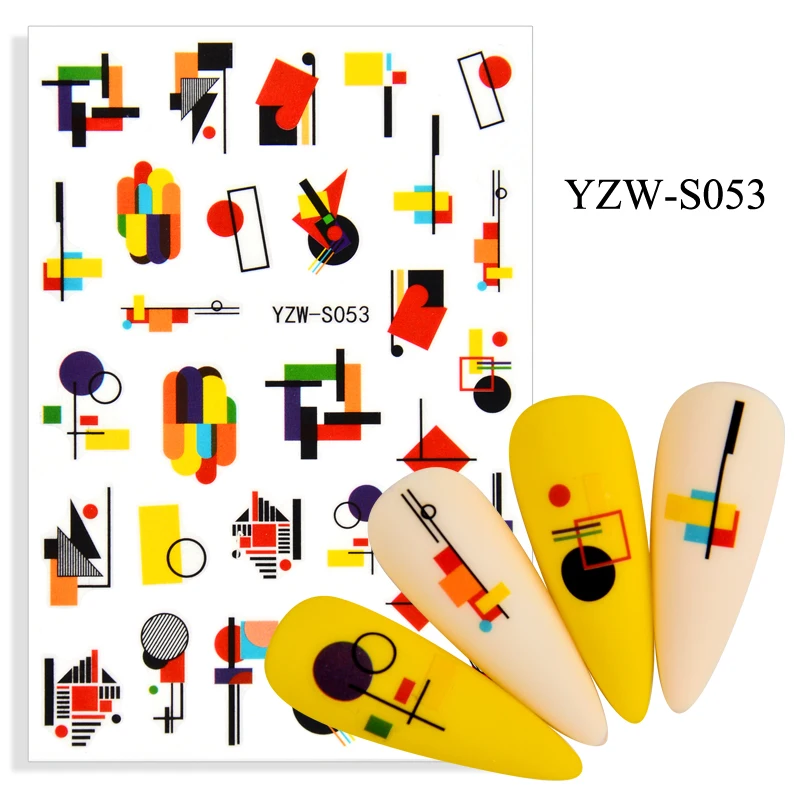 Самоклеящиеся 3D наклейки для ногтей милые Геометрические линии украшения