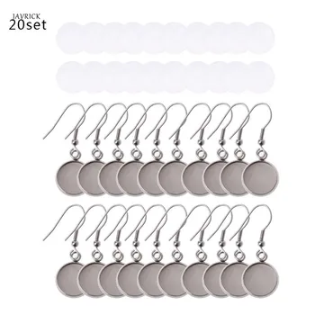 

40 Packs Earrings Wire Hooks Blanks Fit 12mm Glass Cabochon Settings Trays Stainless Steel Earrings Bezel Jewelry Making