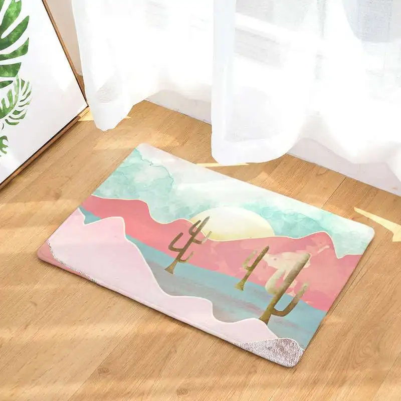 CAMMITEVER Sun River Pink Mountains Doormat Doormats Bedroom Tatami Waterproof Oil-proof Kitchen Rugs - Цвет: 2668-8