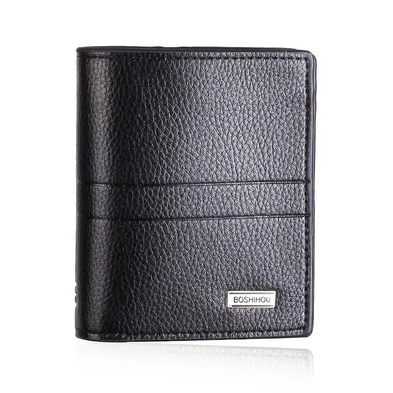 

New men's wallet short lychee pattern wallet plus horizontal section mens wallet men wallet Standard Wallets Sequined