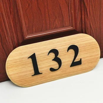 

One Set Wood Outlook Acrylic House Number Door Plate Customized Big Hotel Villa Address Door Sign Plaque