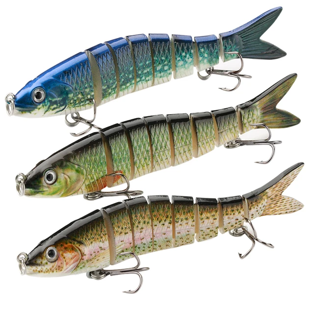 TEUKIM 3pcs Fishing Lures for Bass Trout Multi Jointed Swimbaits