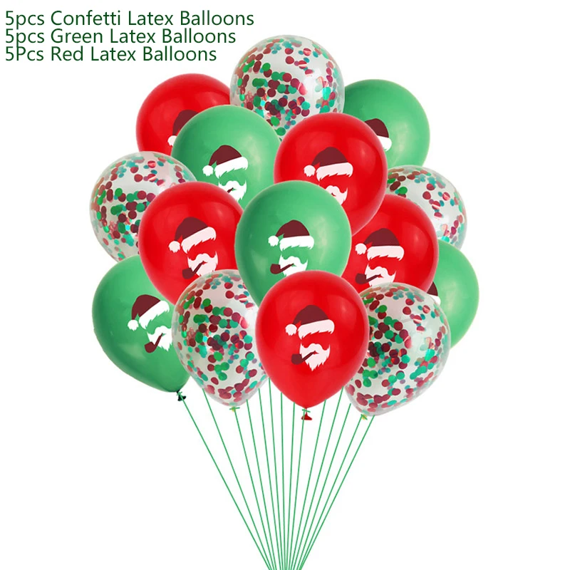 15pcs Latex Balloons Украшения для рождественской вечеринки, Рождественский латексный бумажный шарик, баннеры, сделай сам, праздничные вечерние принадлежности, рождественские украшения для дома - Цвет: 15pcs Latex Balloons