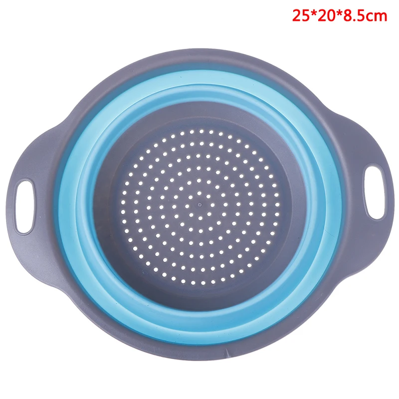 Foldable Silicone Colander Fruit Vegetable Washing Drain Strainer Basket Strainer Collapsible Colander With Handle Kitchen Tools - Цвет: BLS