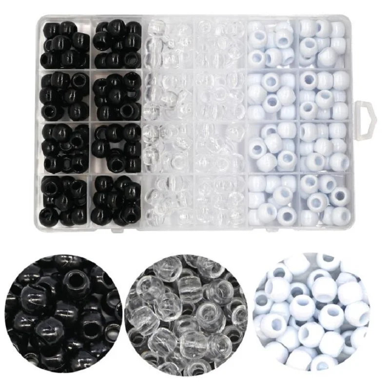 240pcs 12mm Resin Hair Beads 6mm Big Hole Dreadlock Beads For Jumbo Braid Dreadlock Hair Accessories white silver half round flatback pearls 3mm 10mm 240pcs bag accessories colorful abs imitation resin beads nail art decorations