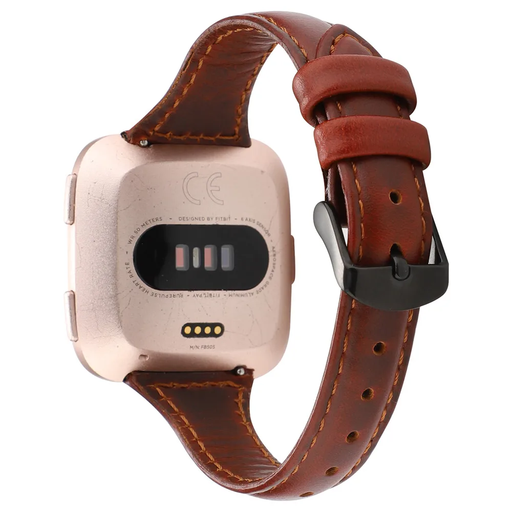 T Форма масло воск кожаный браслет Смарт аксессуары для часов для Fitbit Versa часы ремешок аксессуары для Fitbit Versa Lite
