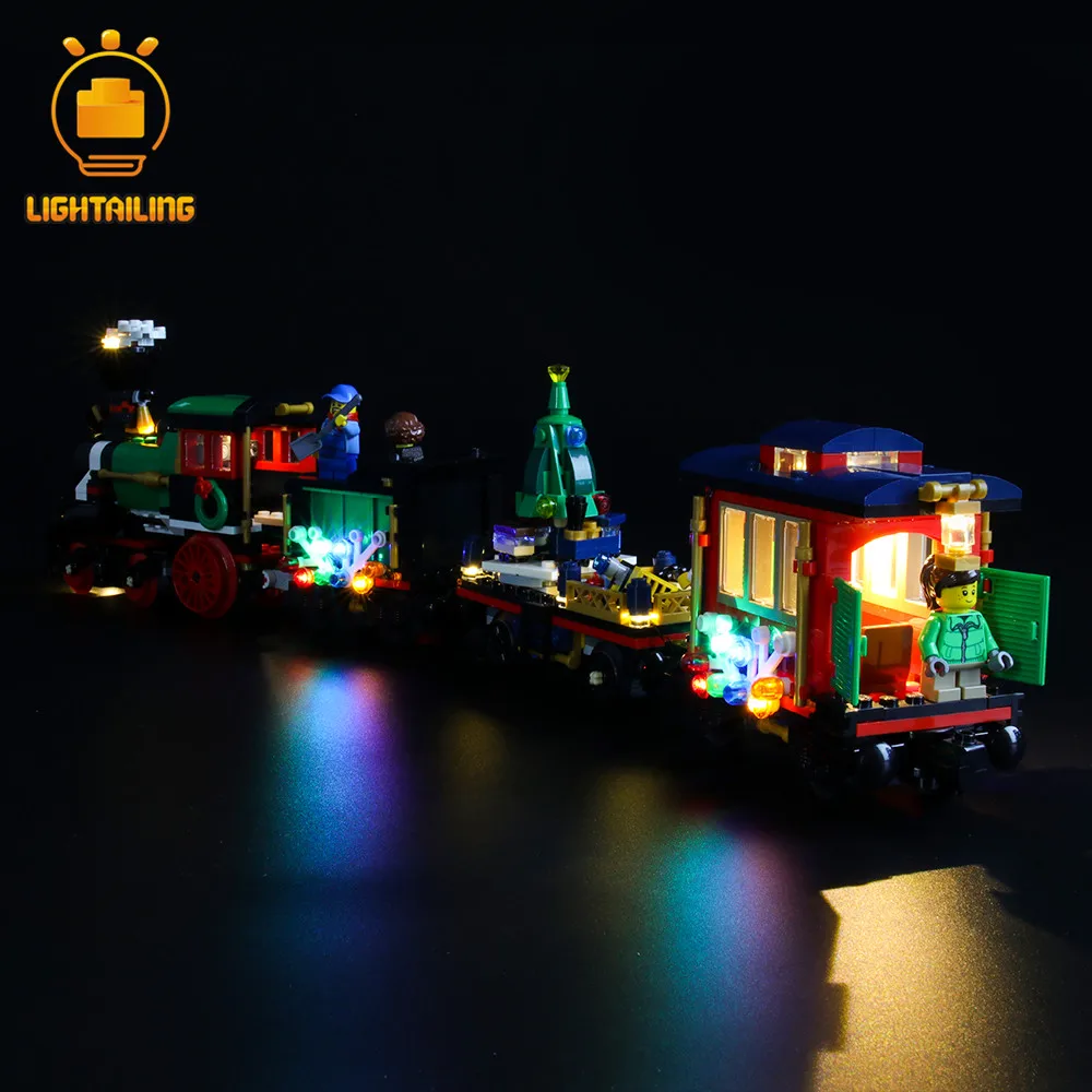 Светильник, светодиодный светильник, набор для рождества, креативный зимний праздничный поезд, светильник, набор, совместимый с 10254(не включает модель