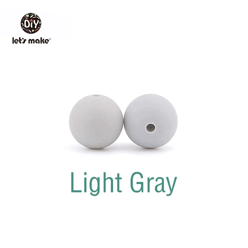 Light Gray Детские Прорезыватели для зубов, силиконовые бусины, 20 шт, 12 мм, круглые силиконовые детские Прорезыватели для зубов, пищевое качество, силикон для жевания, Детские Прорезыватели для зубов - Цвет: Light Gray