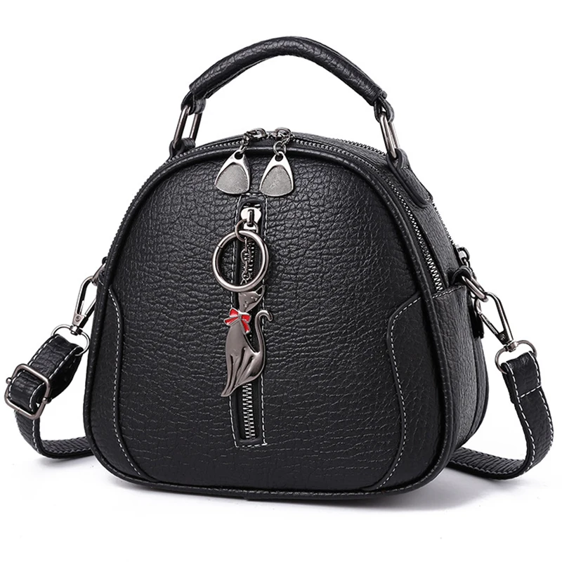 Yogodlns, женская сумка через плечо, сумка-мессенджер, винтажная сумка-мессенджер, высокое качество, однотонная сумка из искусственной кожи - Цвет: Black