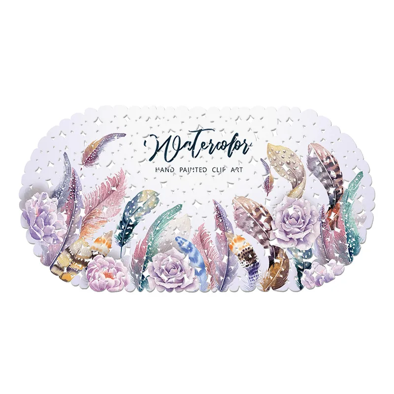 Purple feather MINIFUN 69x35 см ПВХ коврик для ванной с принтом Противоскользящий коврик для ванной и душа пластиковая присоска коврик для ванной комнаты - Цвет: Purple feather