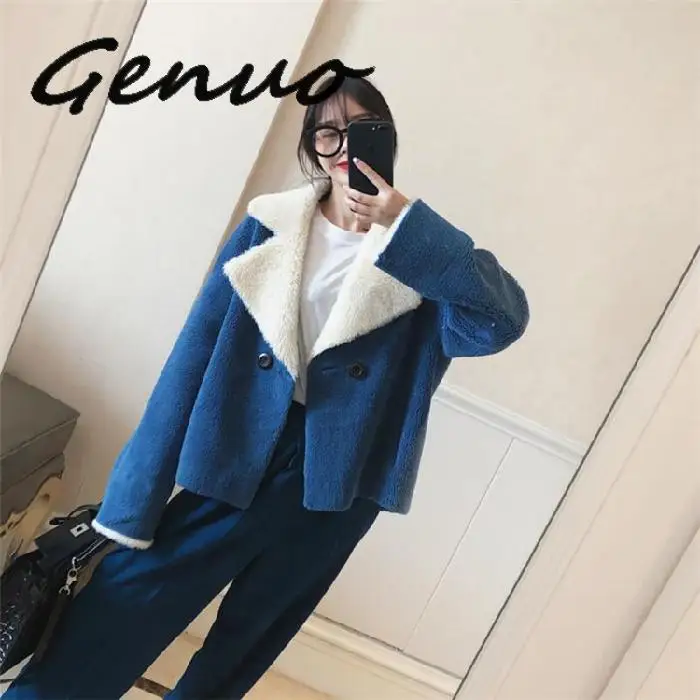 GENUO Новая Осенняя зимняя теплая одноцветная Меховая куртка элегантное пальто из искусственного меха женские модные пальто повседневная верхняя одежда пальто