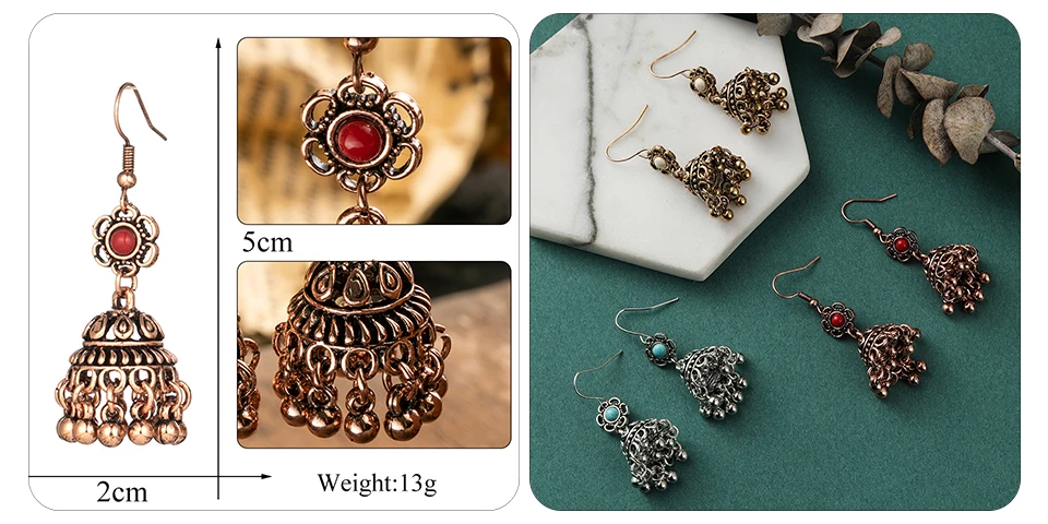 Ethnic Bohemia Vintage Earrings for Women Indian Jewelry Metal Tassel Fringe Drop Earrings Silver Rose Gold Bronze Geometric Leaf Round Circle Earring Wholesale Dropshipping (57)