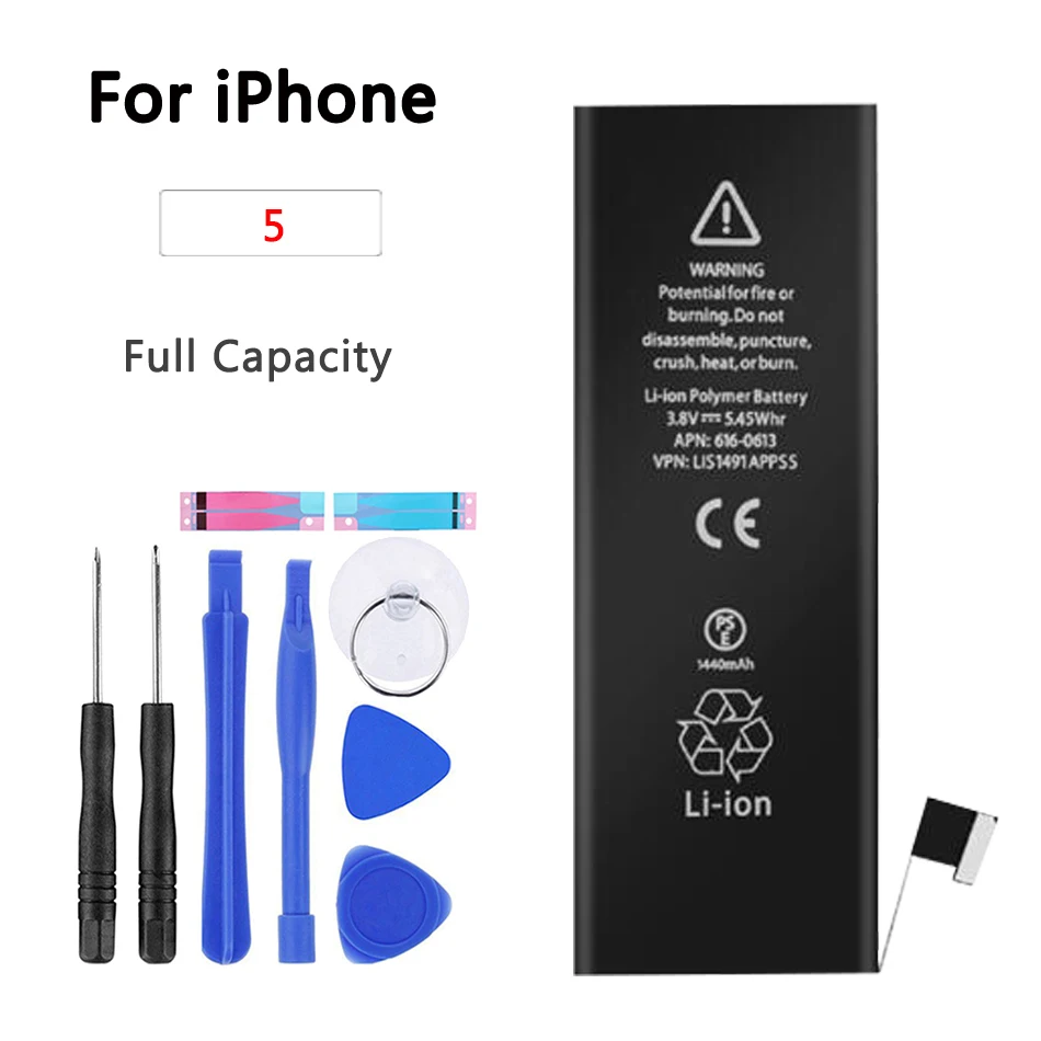 For I5 Батарея мобильного телефона для IPhone 6 6s Plus 5 батарея реальная емкость с набором инструментов для ремонта и держатель батареи - Цвет: For I5