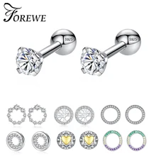 Аутентичные 925 пробы серебряные круглые серьги с кристаллами циркония Древо жизни серьги-гвоздики в форме сердца для женщин Свадебные ювелирные изделия
