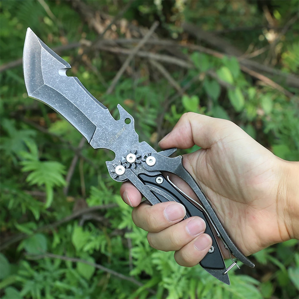 Black 7CR13 Многофункциональный складной нож, филиальные ножницы, высокопрочные острые и прочные ножницы, походный Походный нож для барбекю - Цвет: Black
