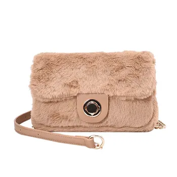 

2020 Winter Warm Chain Shoulder Bag Cute Crossbody Bag Square Stylish Purses Luxury Designer Velvet Soft Flap Womens Bag