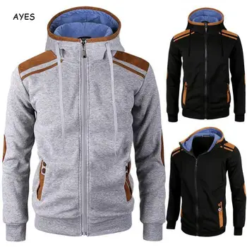 

Sportswear Sweatshirt Men Solid Casual Cotton Slim Hoodies Fashion Men Drawstring Zipper Cardigan Sweatshirt Hoodies Tracksuit