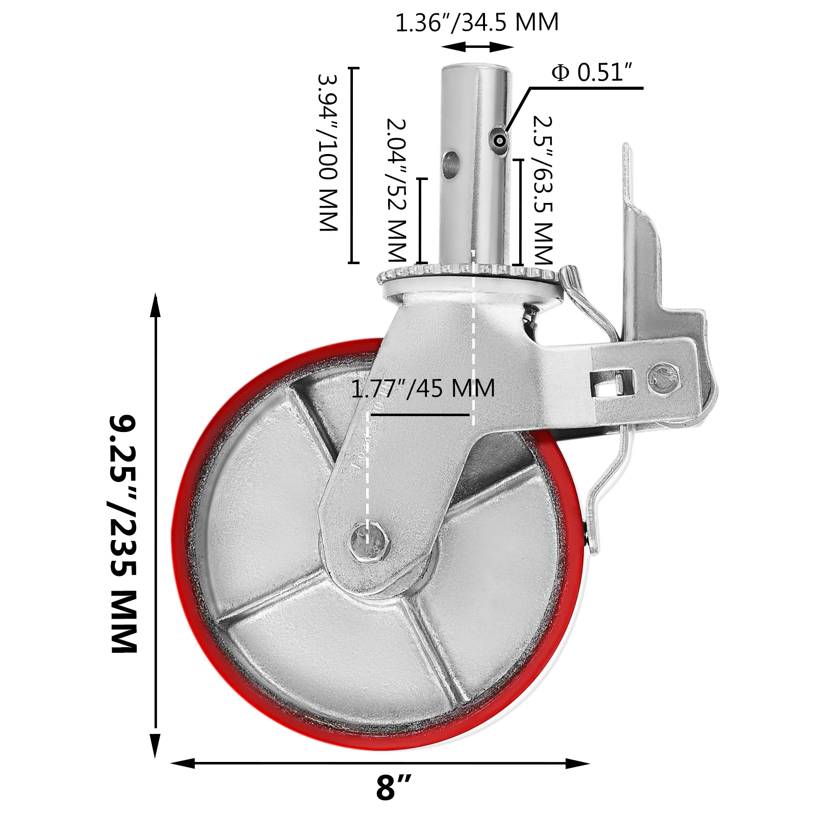 Polyurethane Swivel Caster Wheels with Lock Brake for Industrial Use