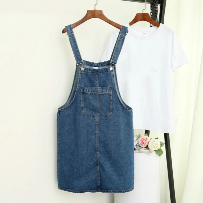 2020 Summer Womens Strap Jeans Dresses Casual Sleeveless Pockets Vestido Suspender Denim Sundress Plus Size Overall Mini Dress | Женская