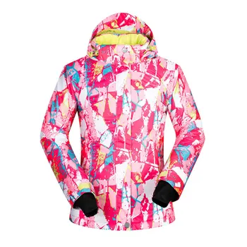 

Women Ski Jacket Snowboard Clothing Windproof Waterproof Outdoor Sport Wear Winter Snow Pink Hooded Jacket Plus Size S-2XL