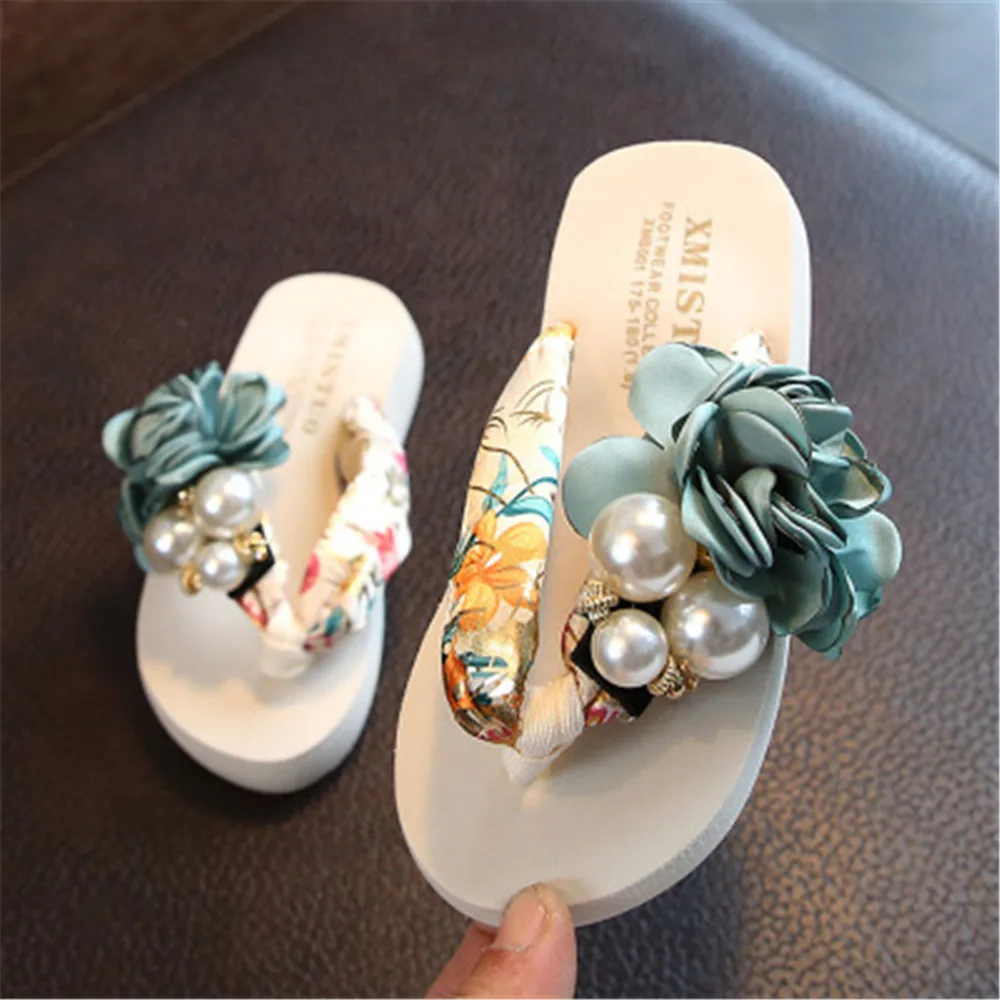 Girls Sandals Toddler Slippers Rubber Child Home Shoes Flowers Princess Non-slip Slides for Girls Large Slipper Outdoor Shoes