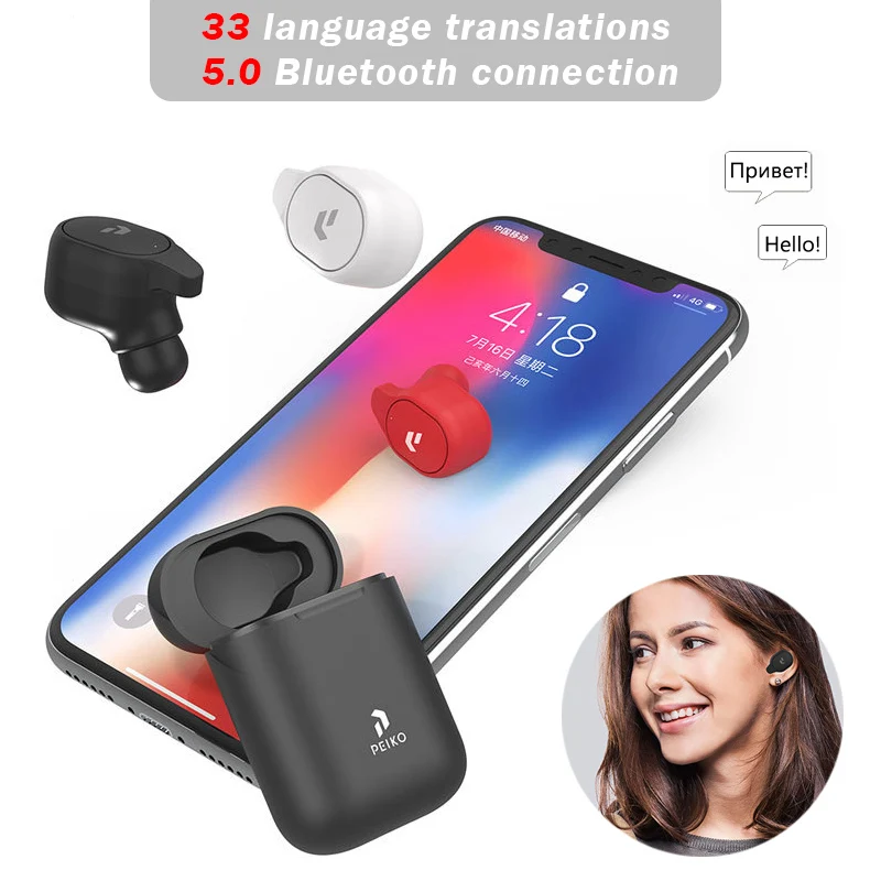 S Переводные наушники 33 языков мгновенный перевод умный голосовой переводчик беспроводной Bluetooth переводчик наушники