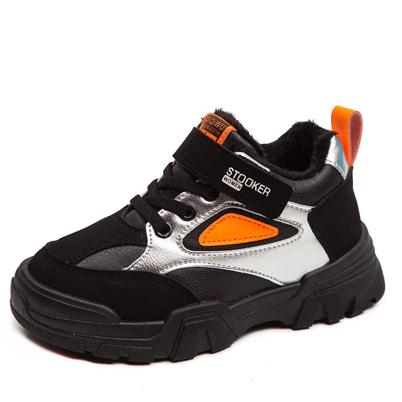 Новые детские сникерсы, увеличивающие рост, зимние, для девочек, сохраняющие тепло, с хлопковой подкладкой, детская обувь для девочек, для отдыха, для бега - Цвет: orange