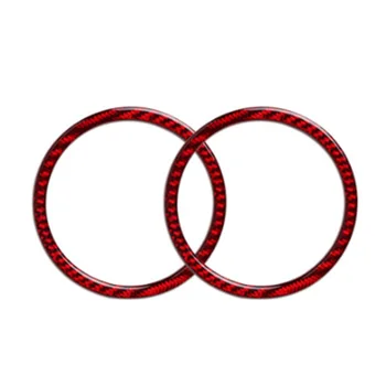 

For Ford Mustang 2015-2019 Door Speaker Panel Cover Carbon Fiber Red 2Pcs set Stickers Decoration Trim