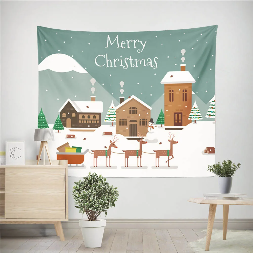 Коричневато-зеленый Merry Christmas гобелен настенные подвесные занавески пляжное полотенце вечерние гобелены украшения дома аксессуары вечерние подарок - Цвет: Коричневато-зеленый