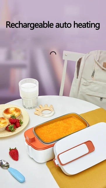 Portable Electric Heating Lunch Box Wireless Rechargeable Water-free Lunch  Box