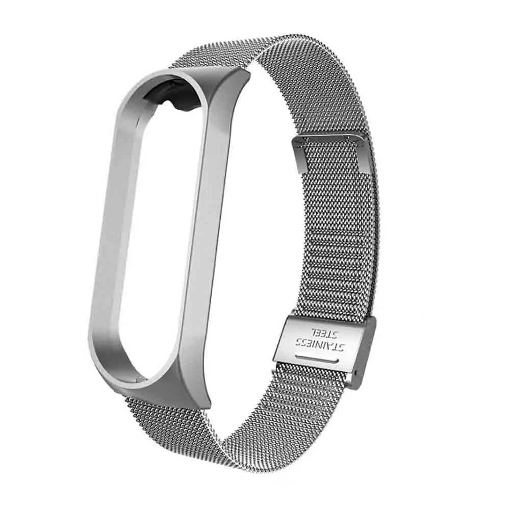 Silver 1 BOORUI для xiaomi mi Band 3 4 ремешок с металлической пряжкой mi band 4 ремешок из нержавеющей стали Безвинтовой mi band 3 ремешок для xiaomi mi band 4 - Цвет: Silver 1