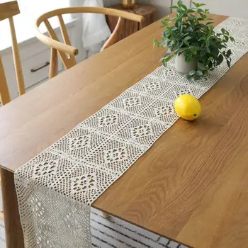 

New Retro Lace Table Runner Polyester Crocheted Tablecloth 24x300cm Floral Cover Mat Pad Party Wedding Decoration Home Restauran