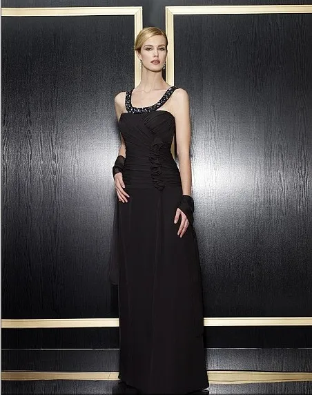 

maxi formal gown 2018 new design vestidos de festa beaded black chiffon long party evening elegant mother of the bride dresses