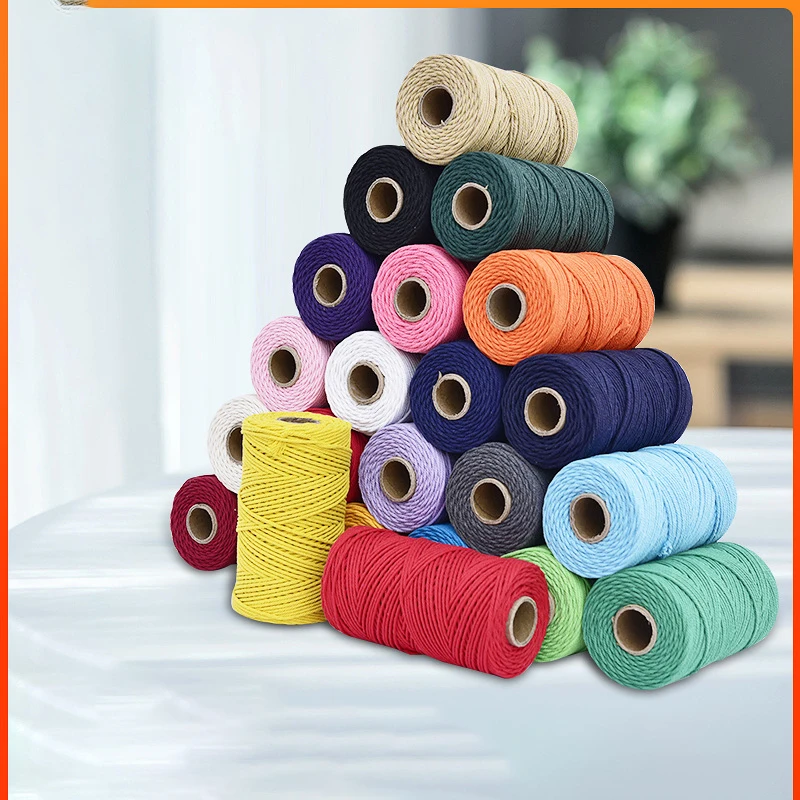 Macrame Cotton Cord cotton rope macrame cord 2mm 100m Colored Macrame Yarn Colorful Jute Cord for Wall Hanging Gift Wrapping Crafts Knitting