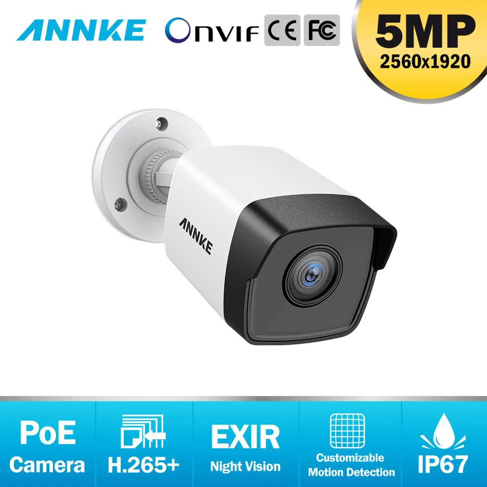 ANNKE 1X Ultra FHD 5MP POE ip-камера для улицы, для помещений, водонепроницаемая, сеть безопасности, пуля, звездный свет, ночное видение, электронная почта, оповещение, камера