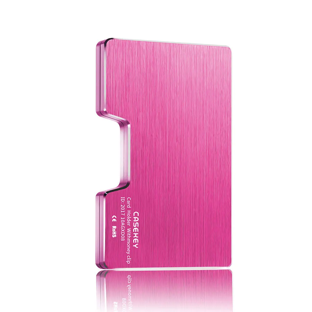 RFID алюминиевый Миниатюрный держатель карт кошелек антимагнитный Сплав Мужские Кредитные ID-карты чехол Модный женский тонкий Зажим для долларов кошелек - Цвет: pink