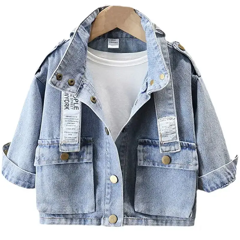 Boys Denim Jacket Children\'s Baby Casual Denim Jacket Girls Coat Spring and Autumn Clothes Big Kids  Windbreaker Jacket Jeans