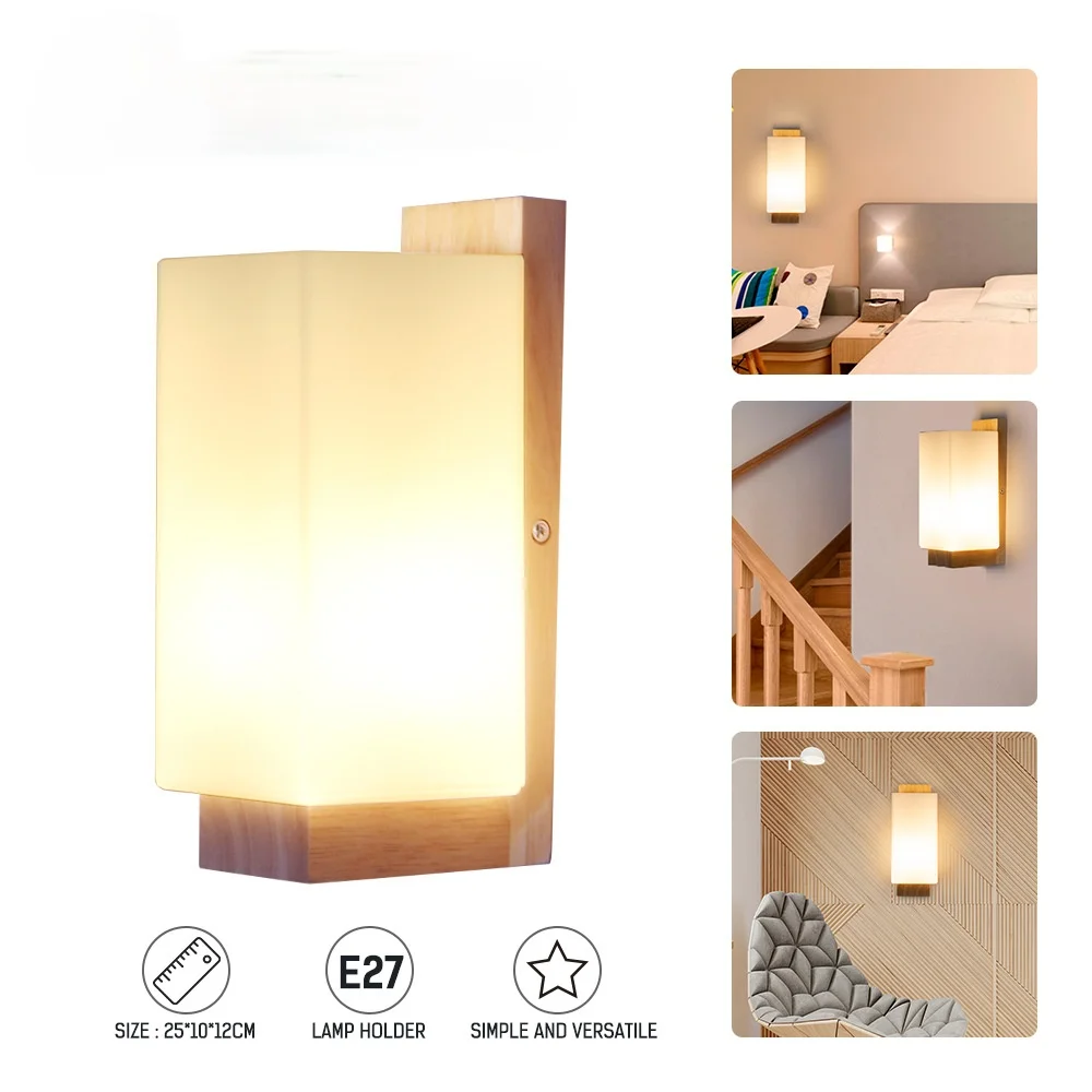 

5024 Nordic Oak LED Wall Lamp E27 Base Indoor High-end Design Household Lamp Suitable for Hotel Bedroom Bedside Lamp