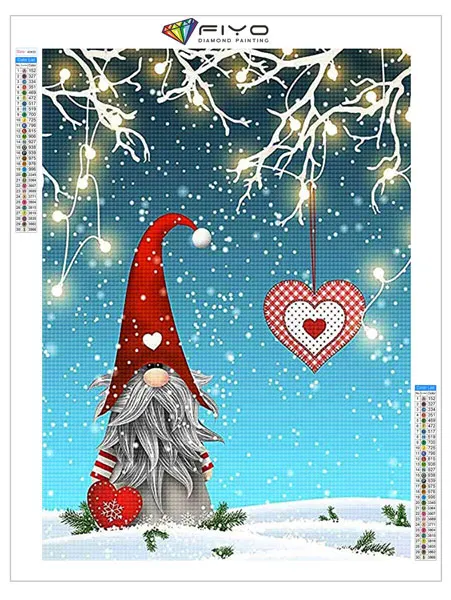Kit Diamond Painting Adulte Joyeux Noël - Motif Gnome 30x40cm, 5D Strass - Activité Relaxante, Décoration Murale